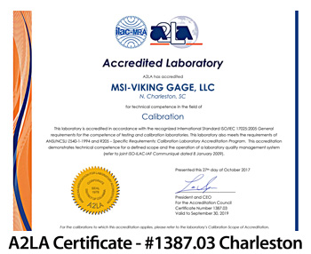 A2LA Certificate #1387.03